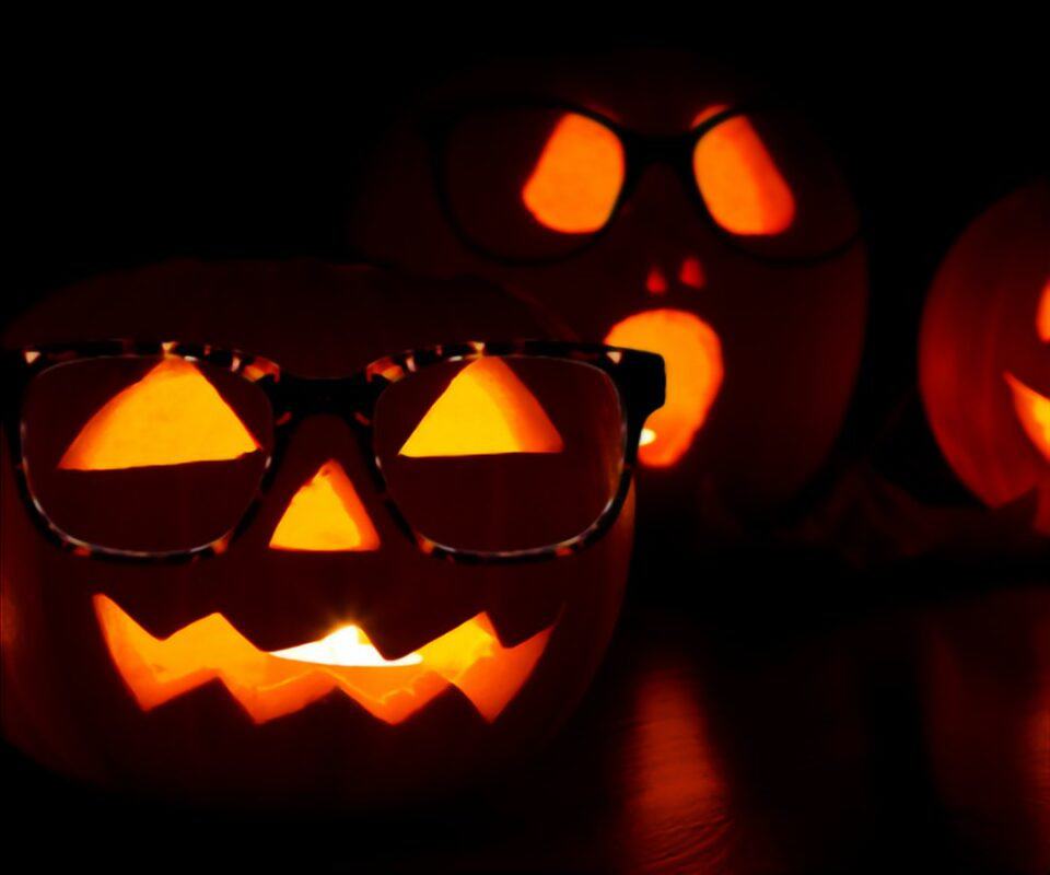 pumpkins wearing glasses