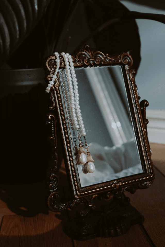 pearls on mirror