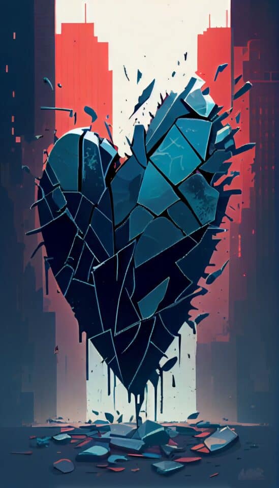 broken heart made of glass