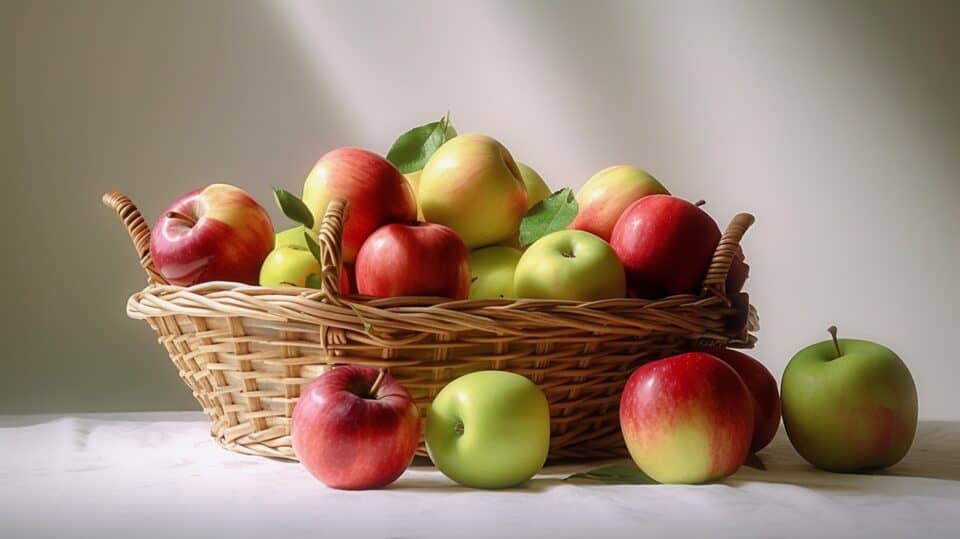 fuji vs gala apples in a basket