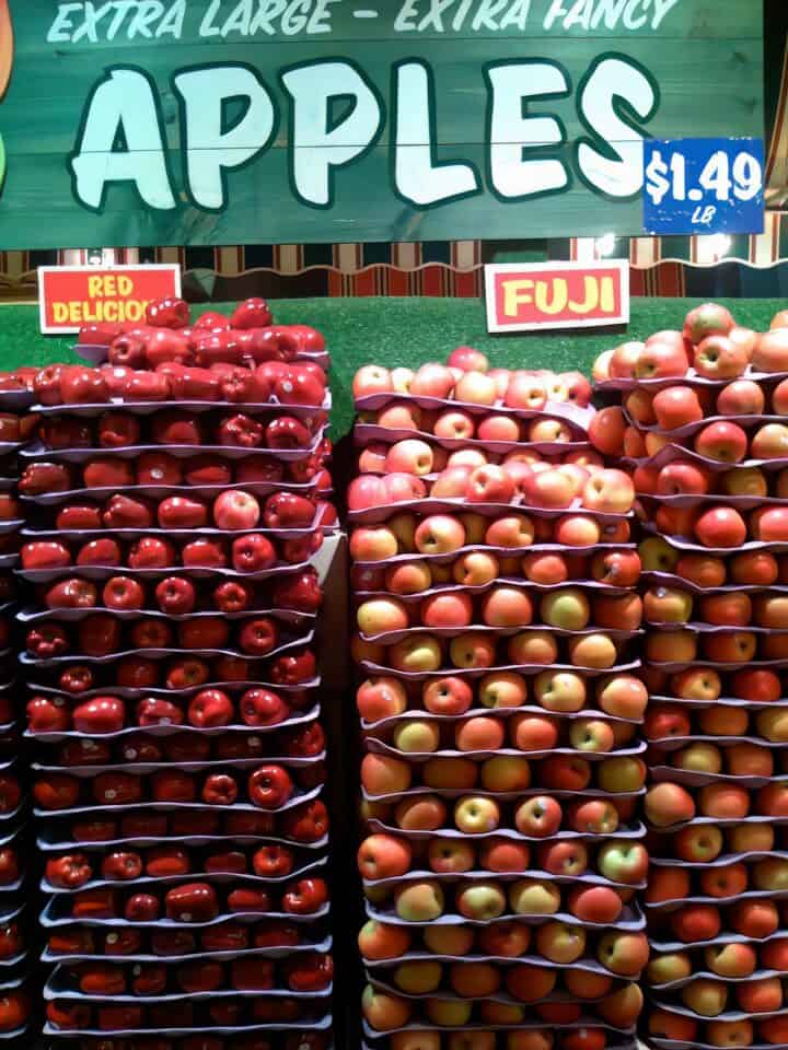 fuji apples in the supermarket