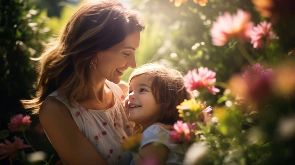 woman holding her caring daughter