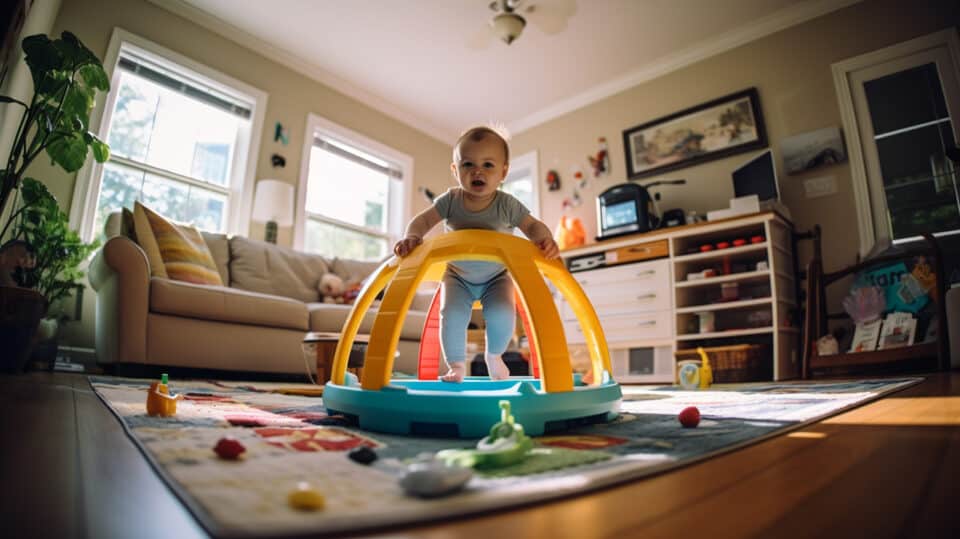 Baby Jumping In Exersaucer