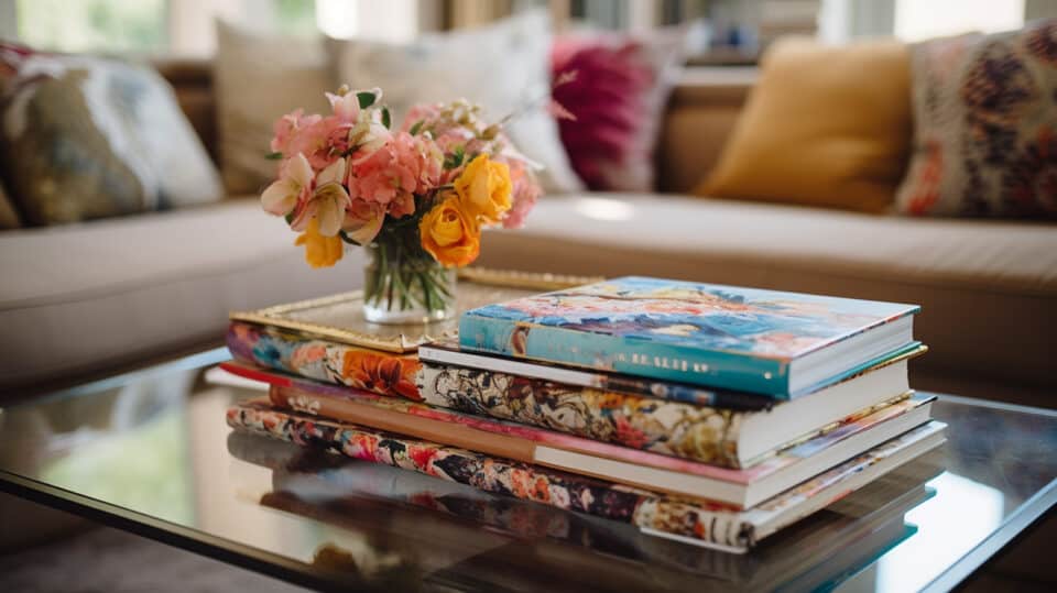 Living Room Table Book Decor