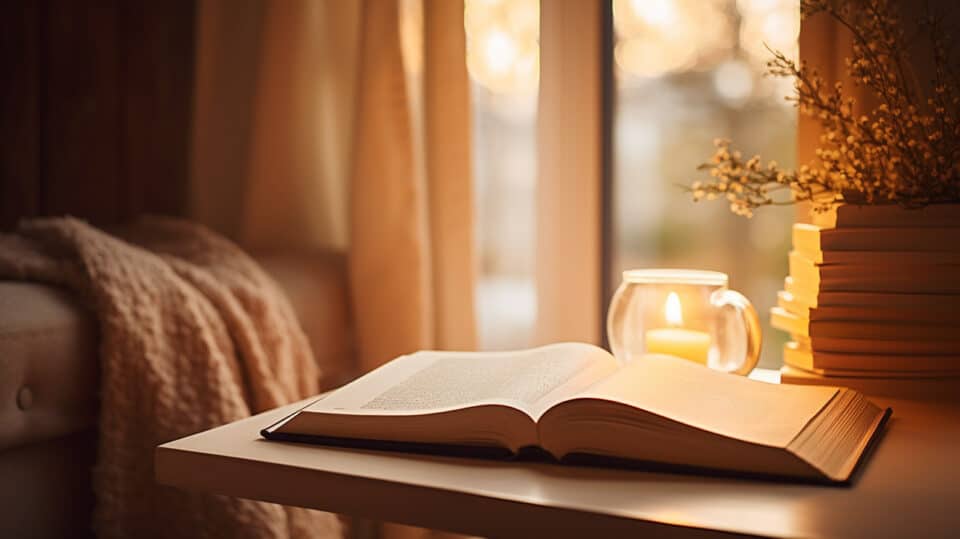 An Open Book On Bedside Table