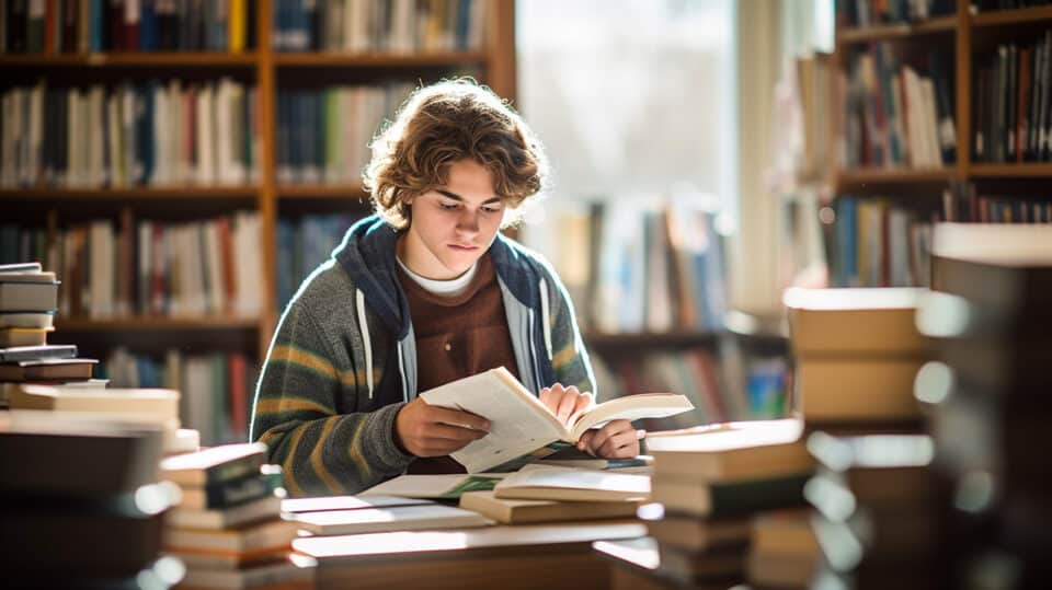 Freshan Studying In Library