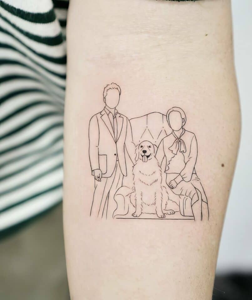 Minimalist Family Outline Tattoo