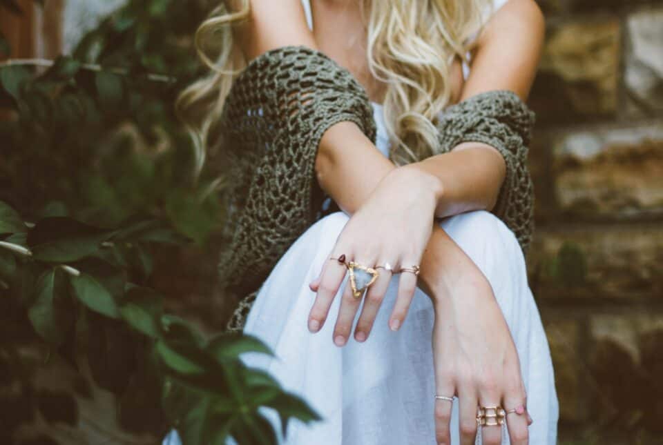 hot blonde wearing vintage ring