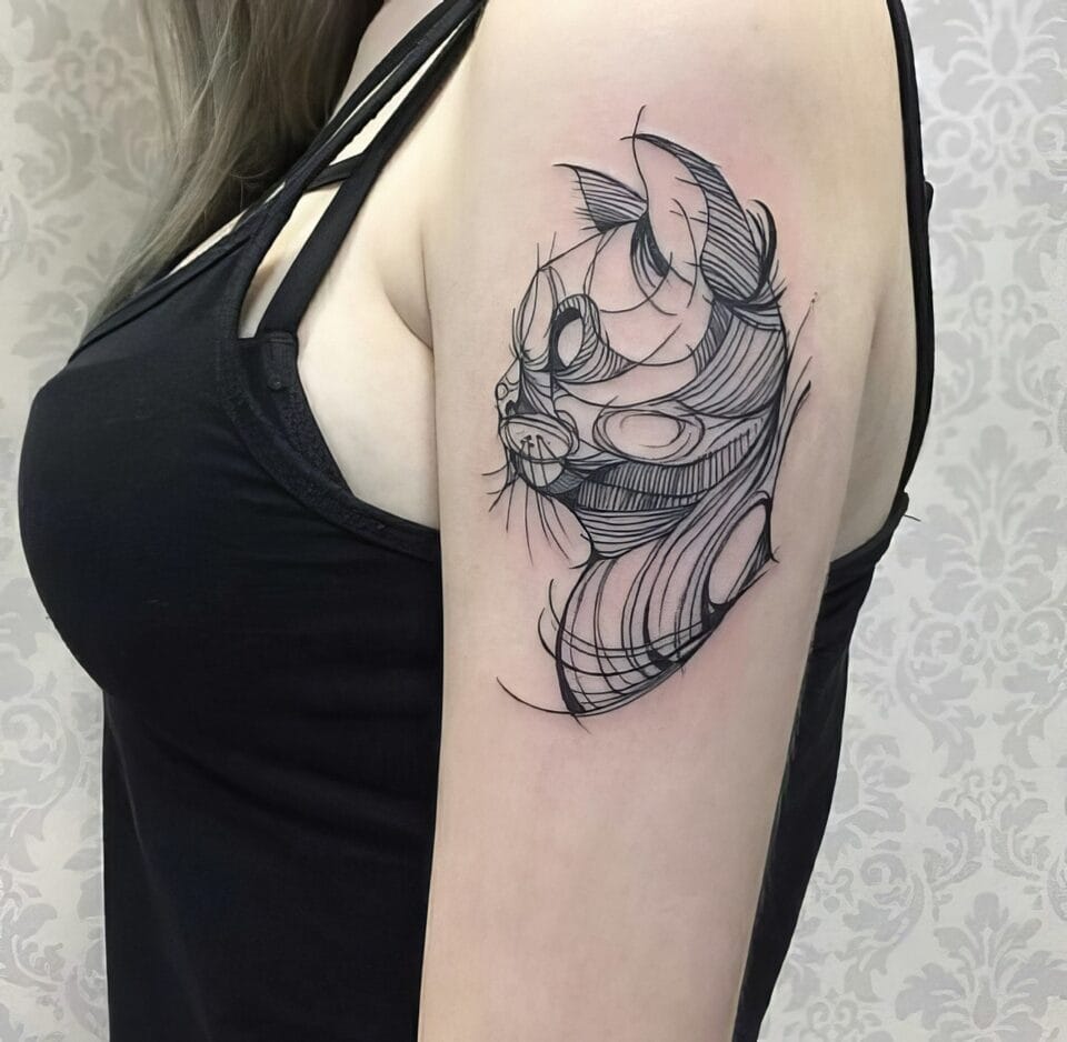 Feminine Cat Tattoos 115