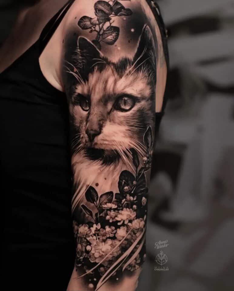 Feminine Cat Tattoos 24