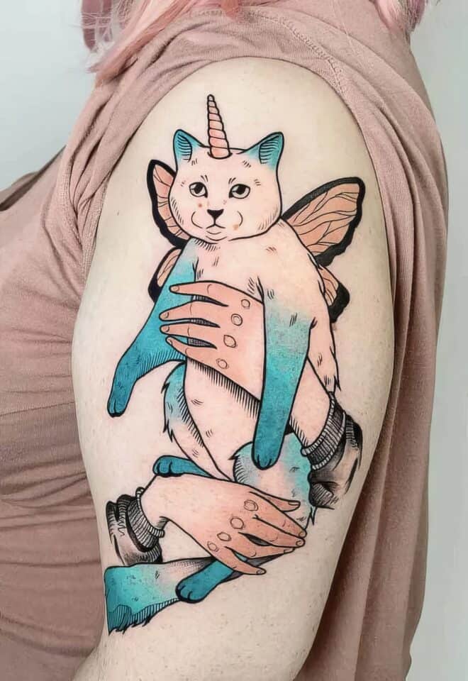 Feminine Cat Tattoos 32