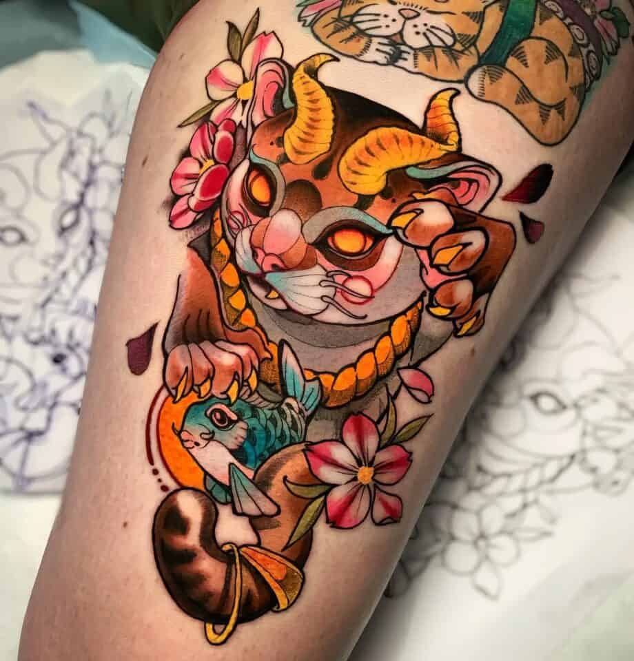 Feminine Cat Tattoos 4