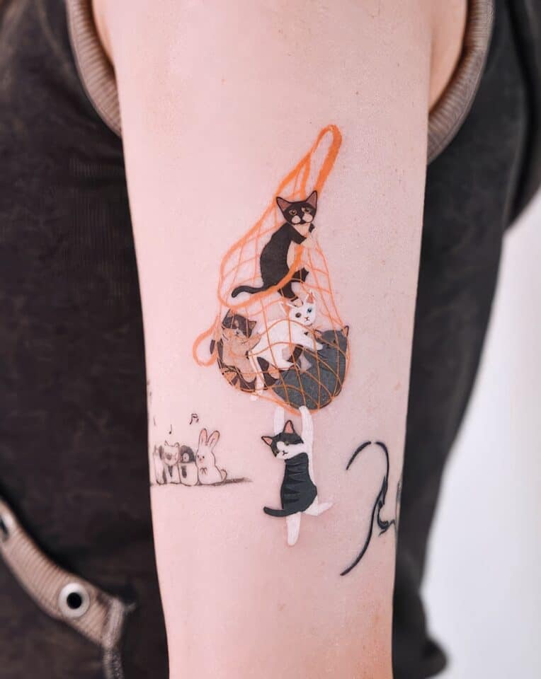 Feminine Cat Tattoos 96