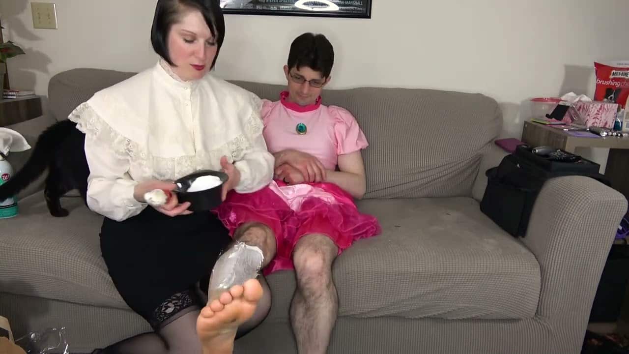 Part 1 - Wife turning her husband into sissy Princess Peach Cosplay