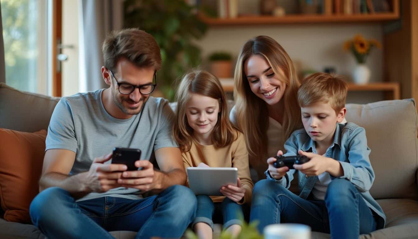 A family sets up parental controls on their Wi-Fi and devices.