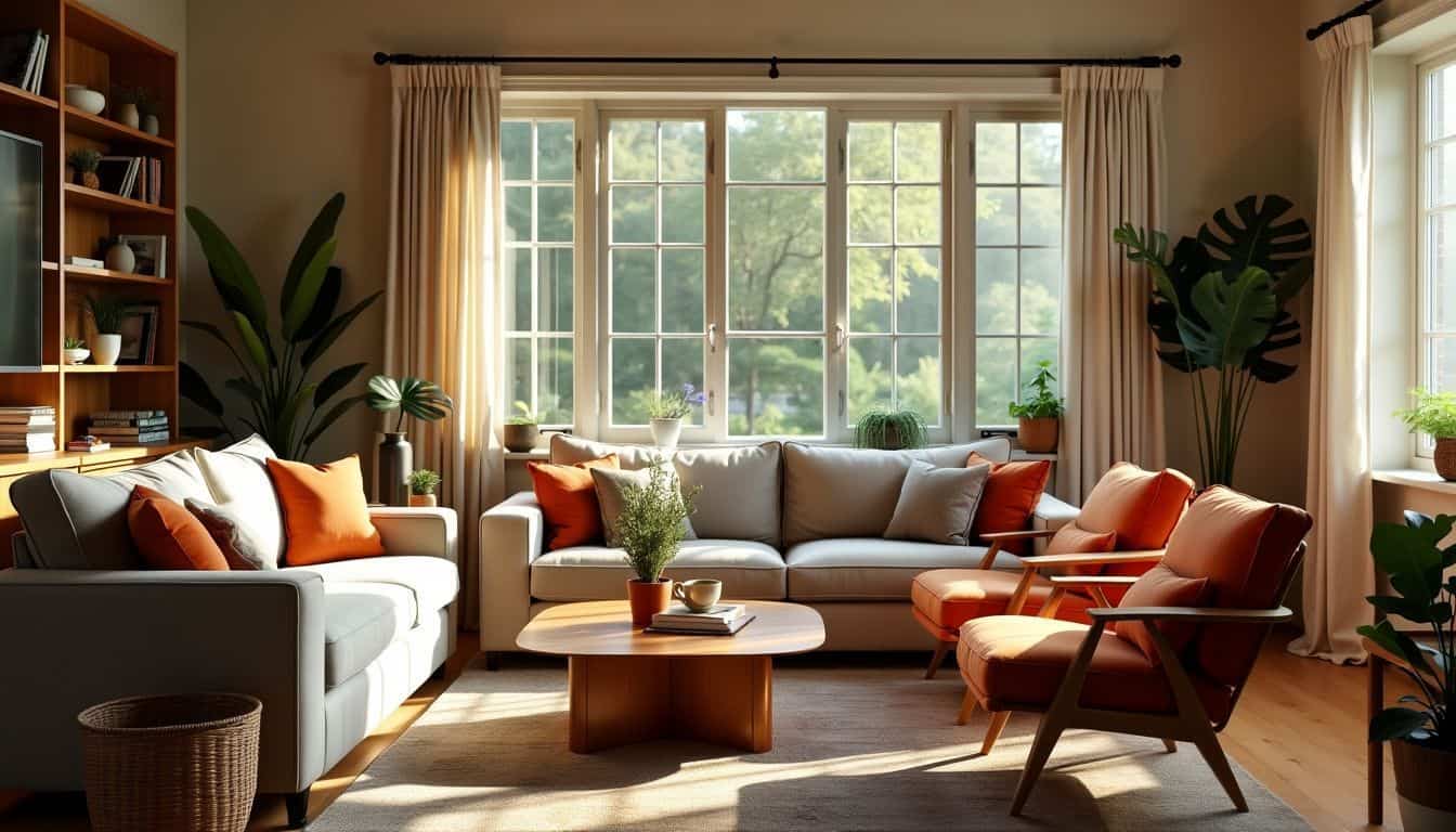 A cozy living room with rearranged furniture for relaxation and conversation.