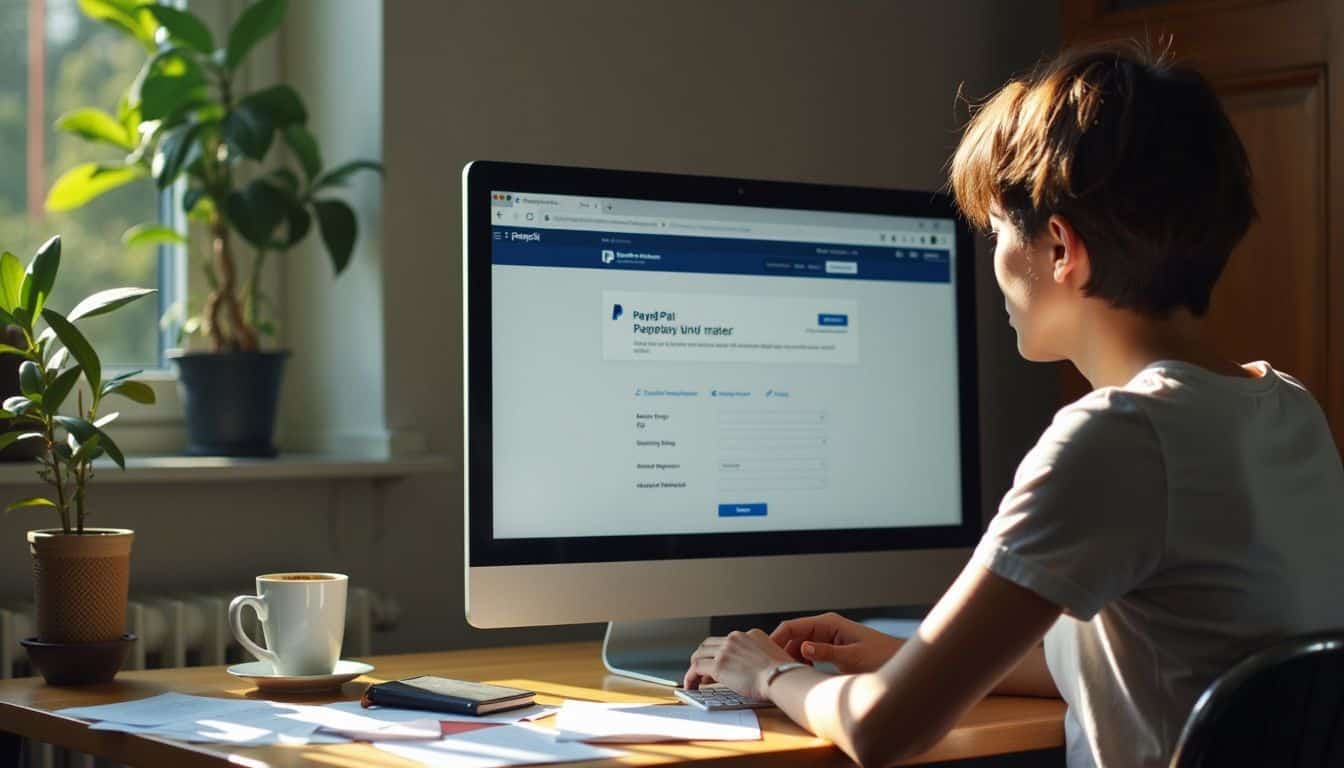 A person reviews PayPal payment options for Amazon purchases at their desk.