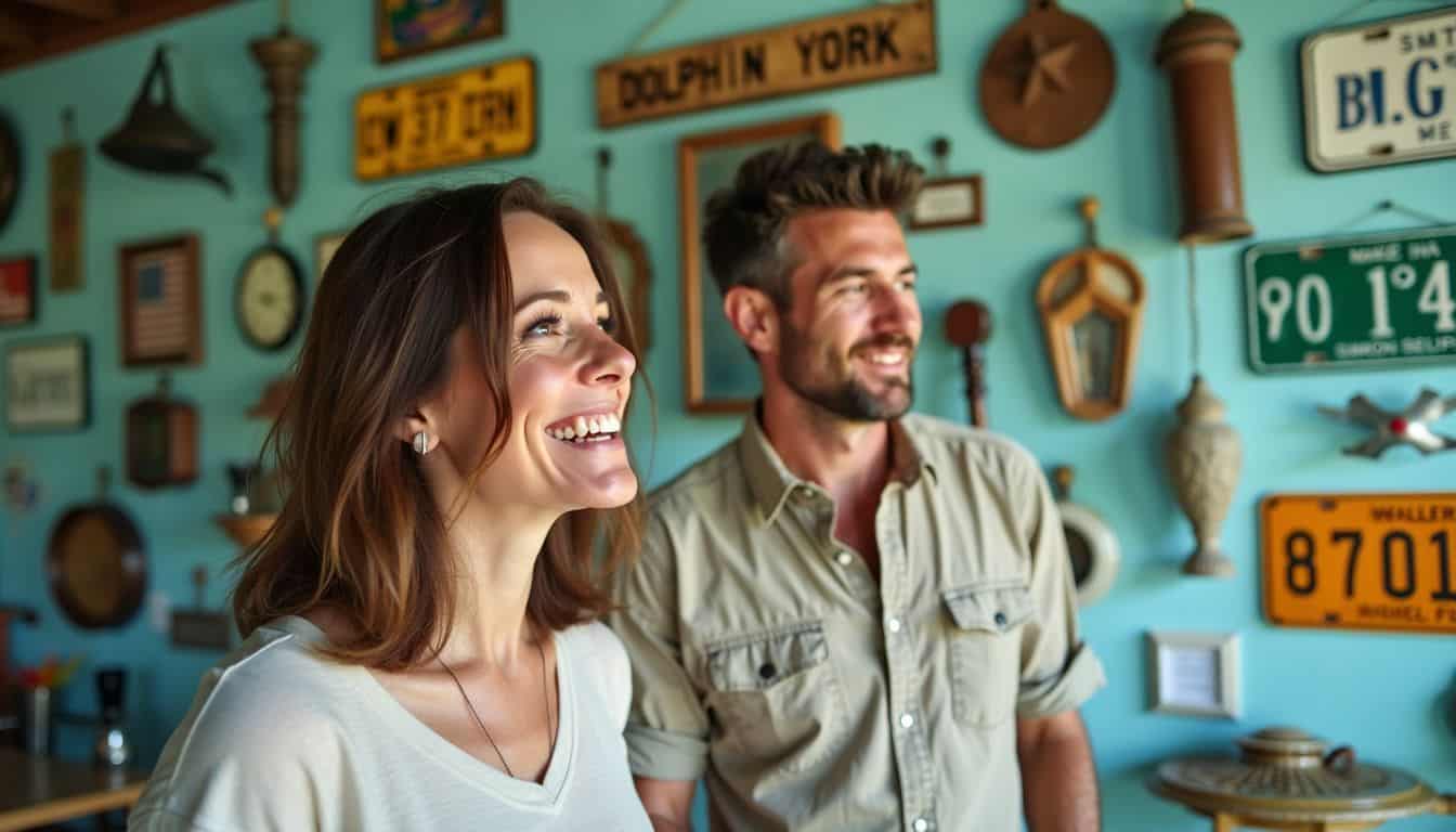 A couple in their 30s enjoying the Dolphin House Museum in Bimini.