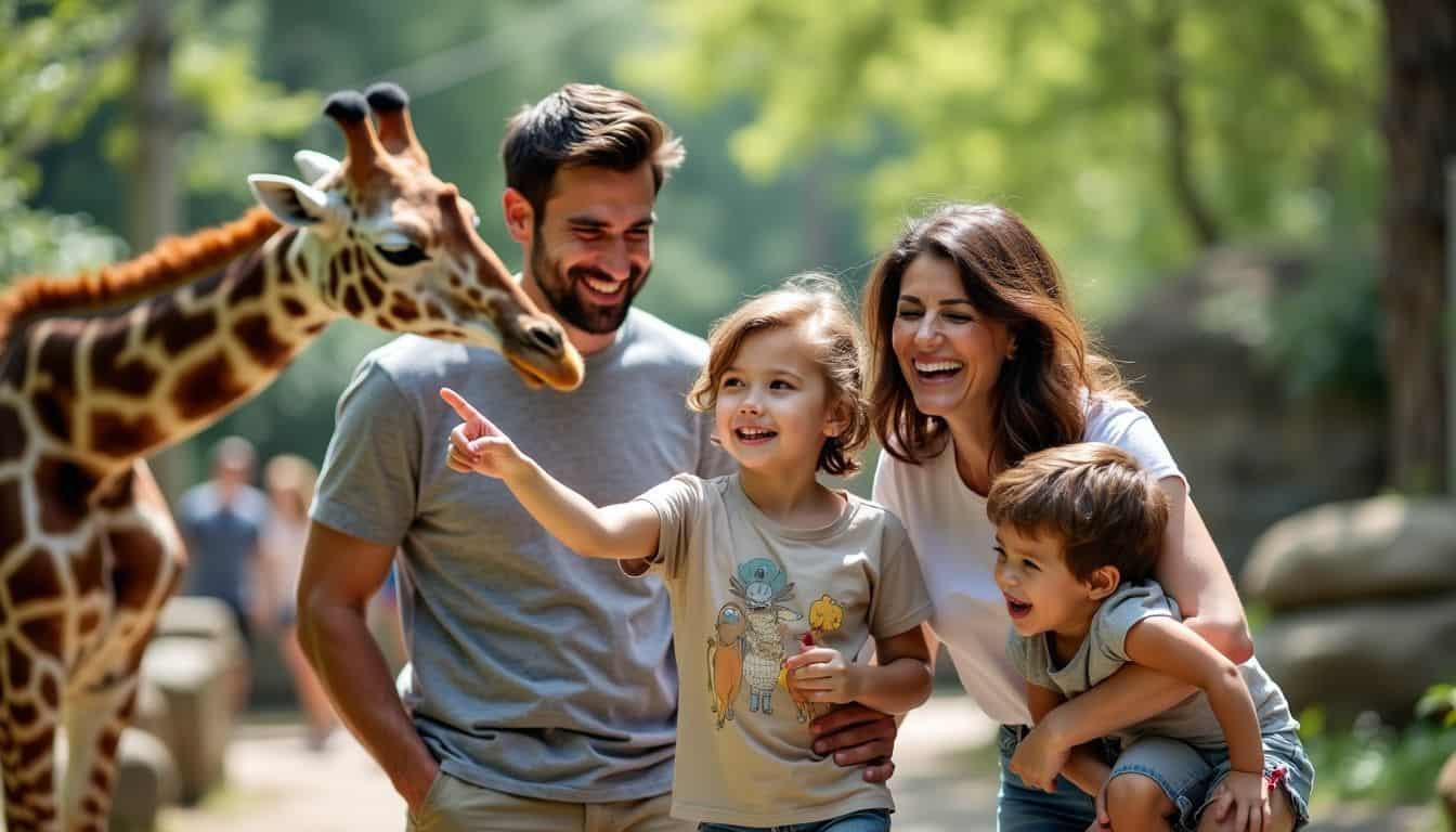 A family enjoys a day at the Kansas City Zoo.