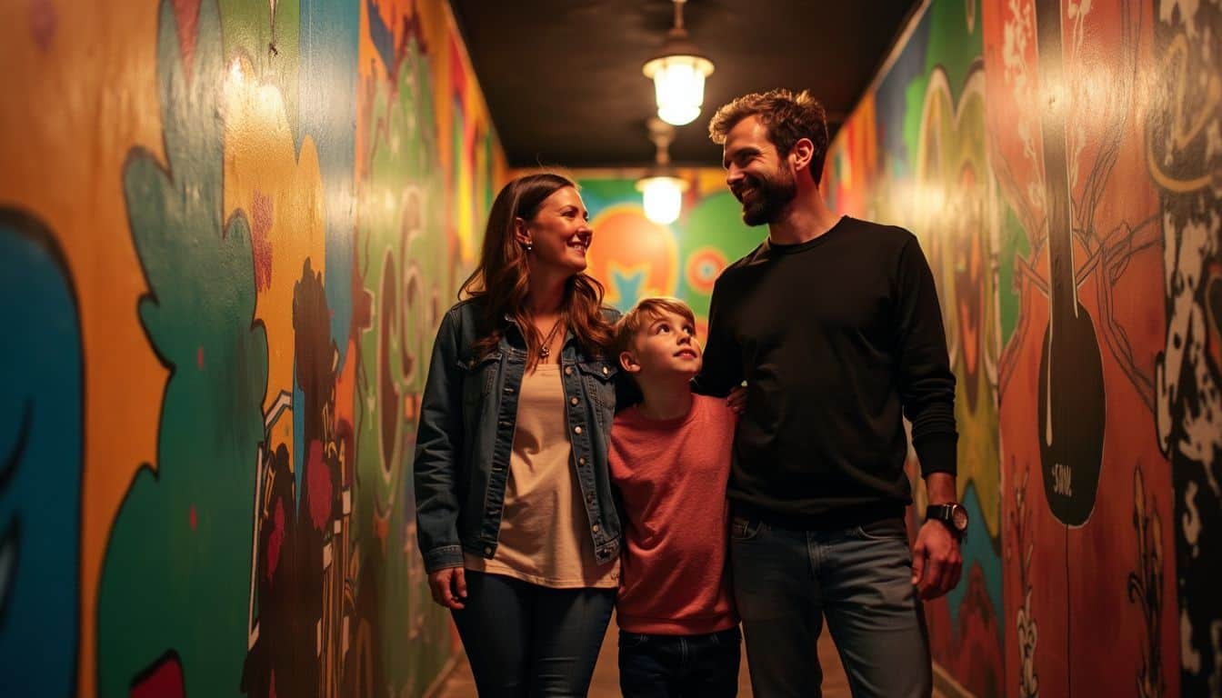 A family explores a vibrant underground jazz club in Kansas City.