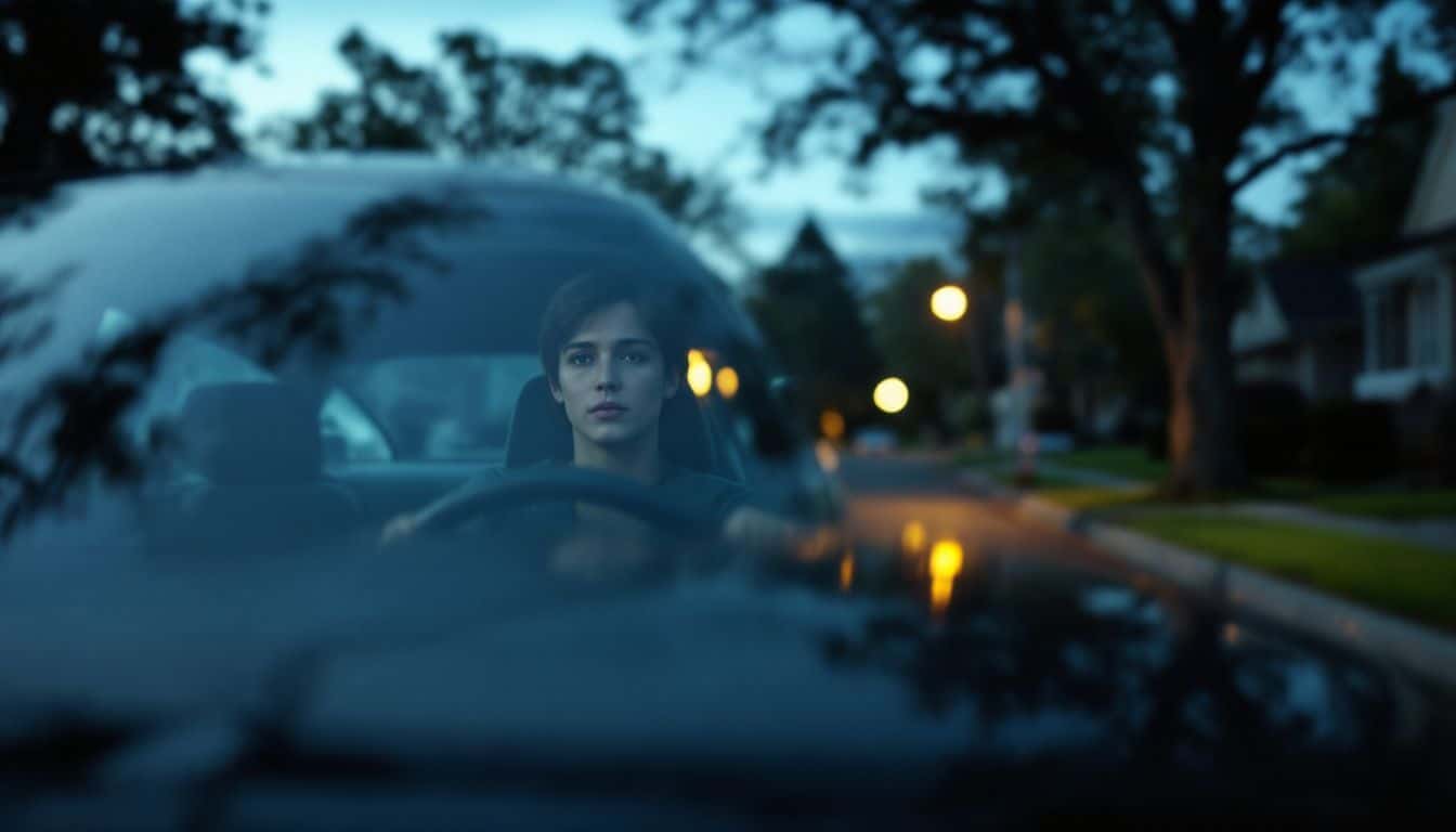 A 17-year-old teenager driving a used 2010 Honda Civic in a suburban neighborhood.