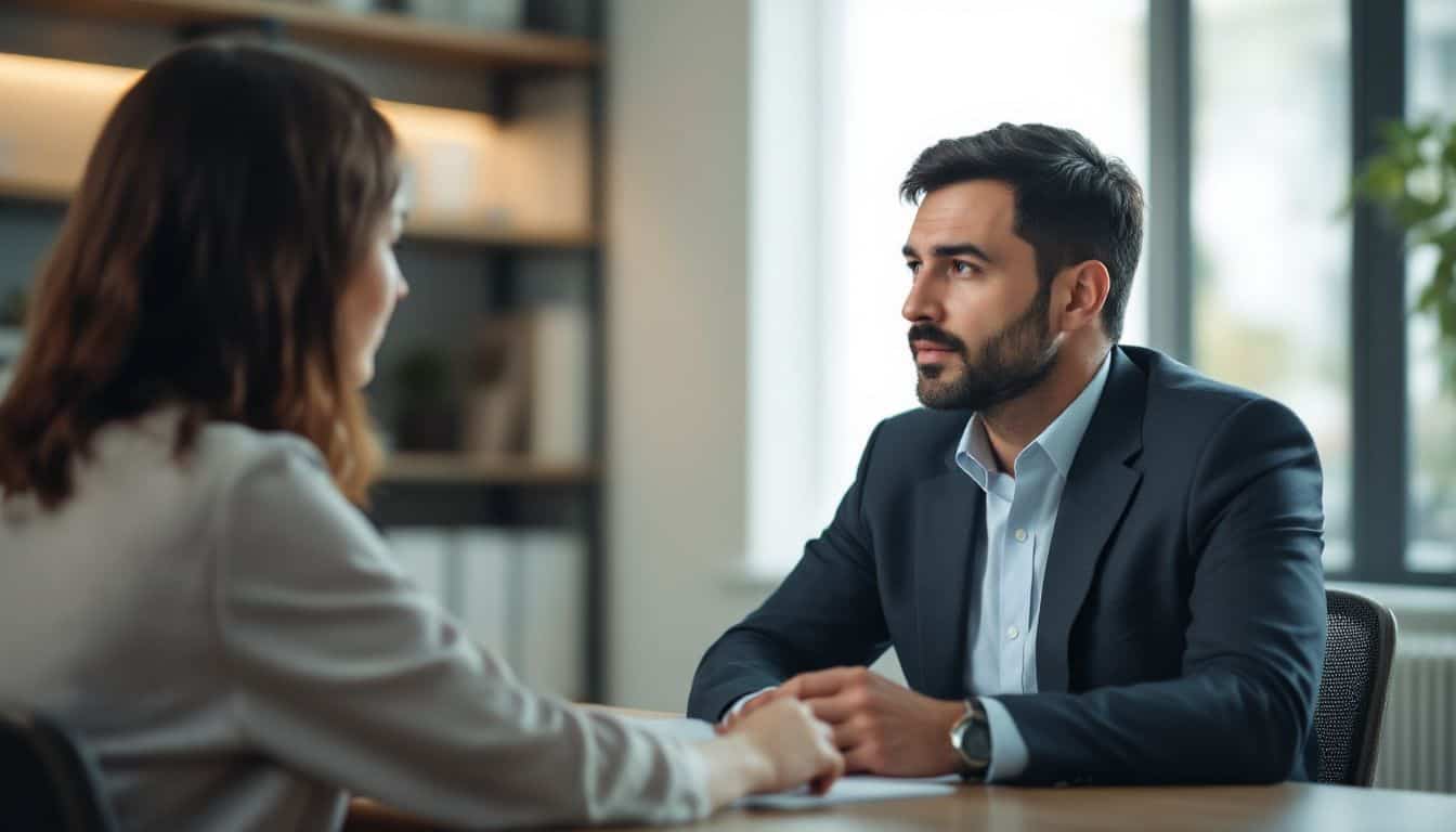 A woman discusses her Uber accident case with a lawyer.