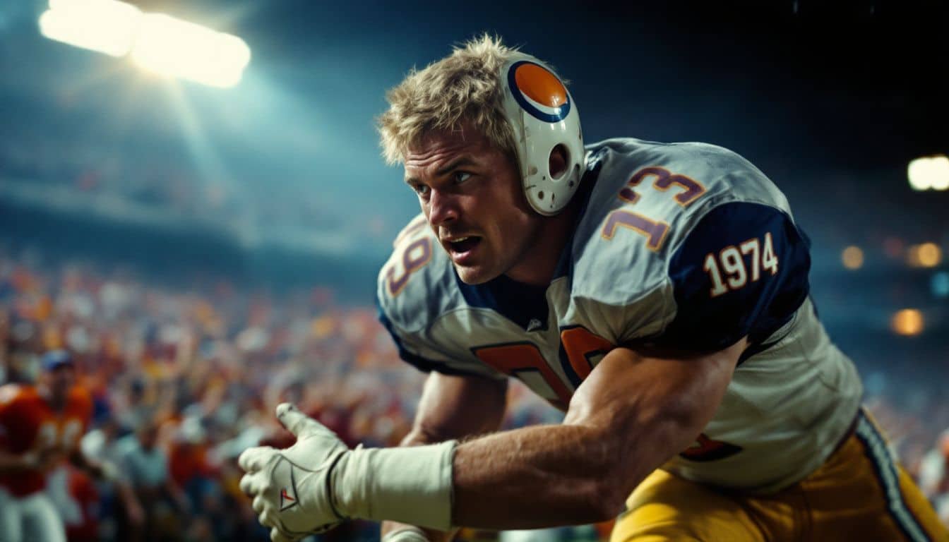 A football player executes a crucial tackle during a lively game.