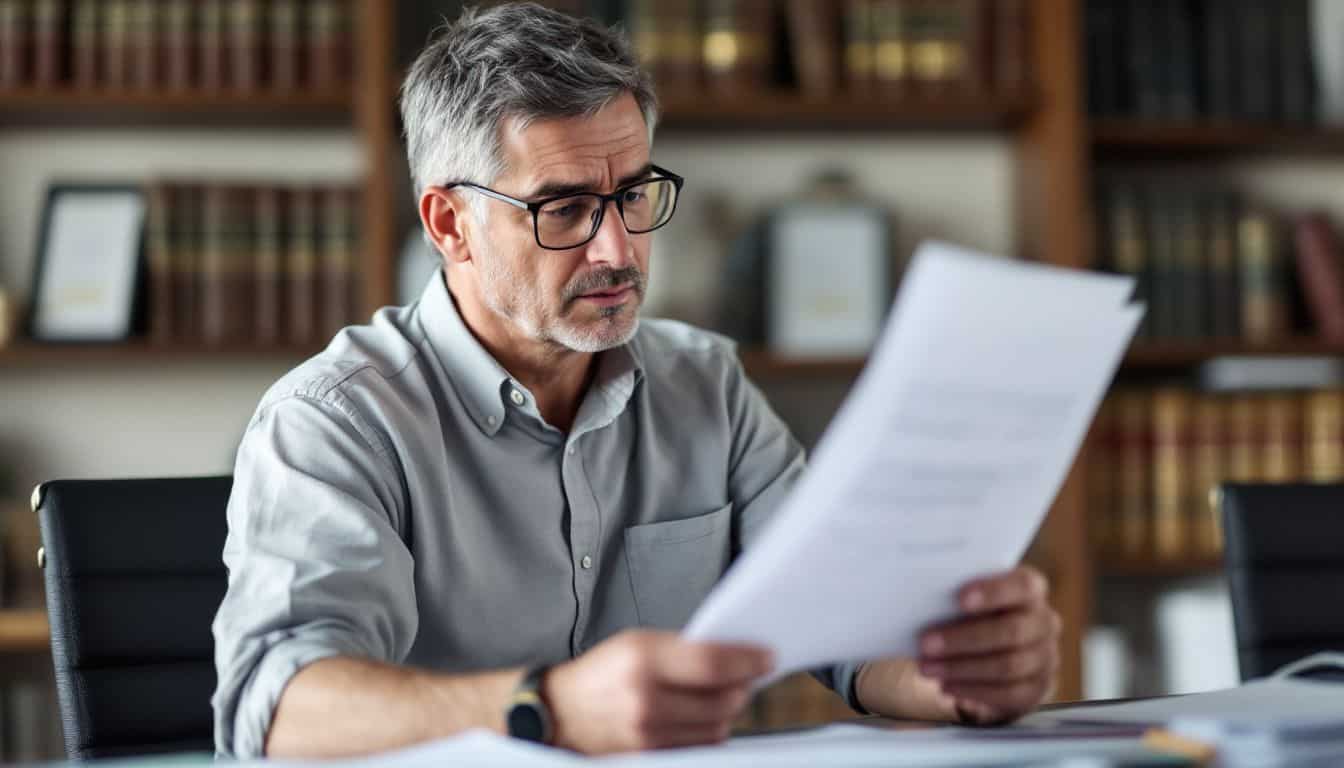 A DUI lawyer reviewing a breathalyzer test report in their office.