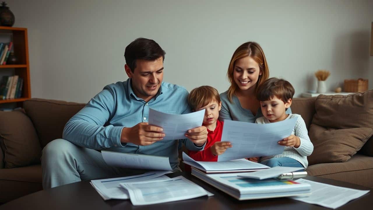 A family budgeting for a Nissan vehicle at home.