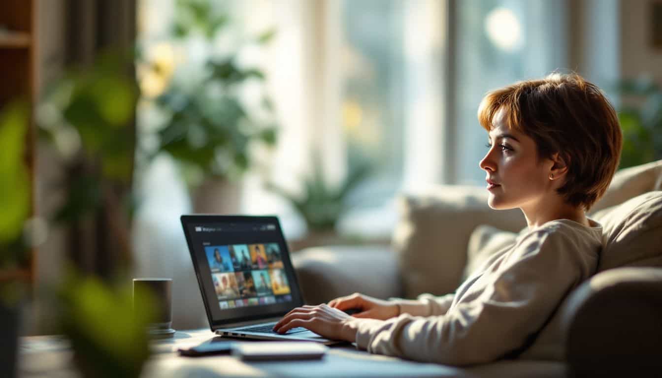 A person relaxing at home, streaming BBC iPlayer with VeePN.