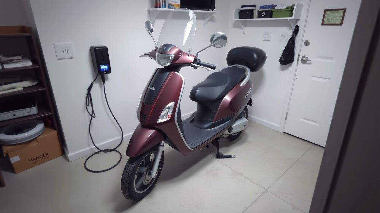 A well-maintained Rascal scooter parked in a tidy garage.