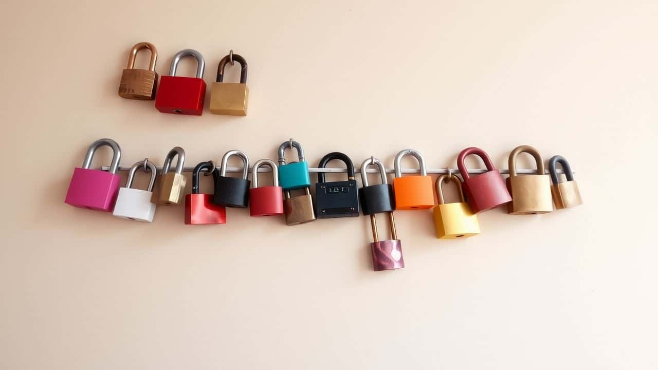 A variety of colorful locks symbolizing protection and security.