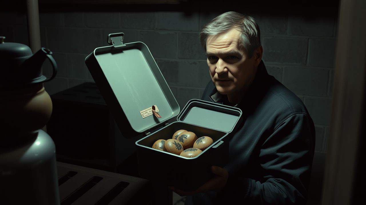 An adult opening an air-tight container of raw Pu'er tea cakes.