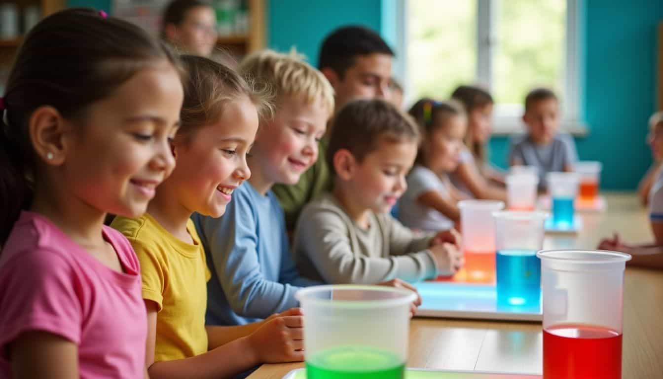 Children engage in hands-on science exhibits at a museum.