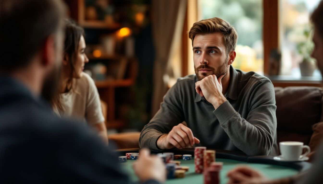 A man participates in a friendly game of Texas Hold'em poker.