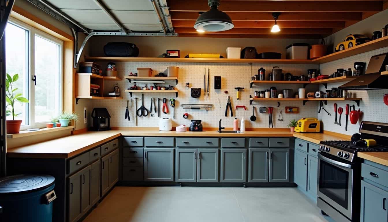 A tidy and well-organized garage with tools ready for DIY projects.