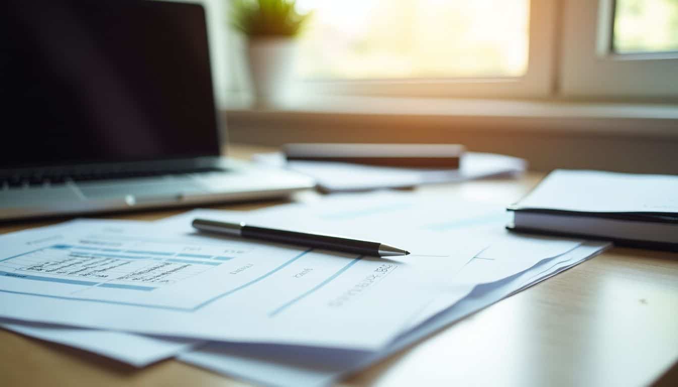 A well-organized desk showcasing preparation and research for business credit.