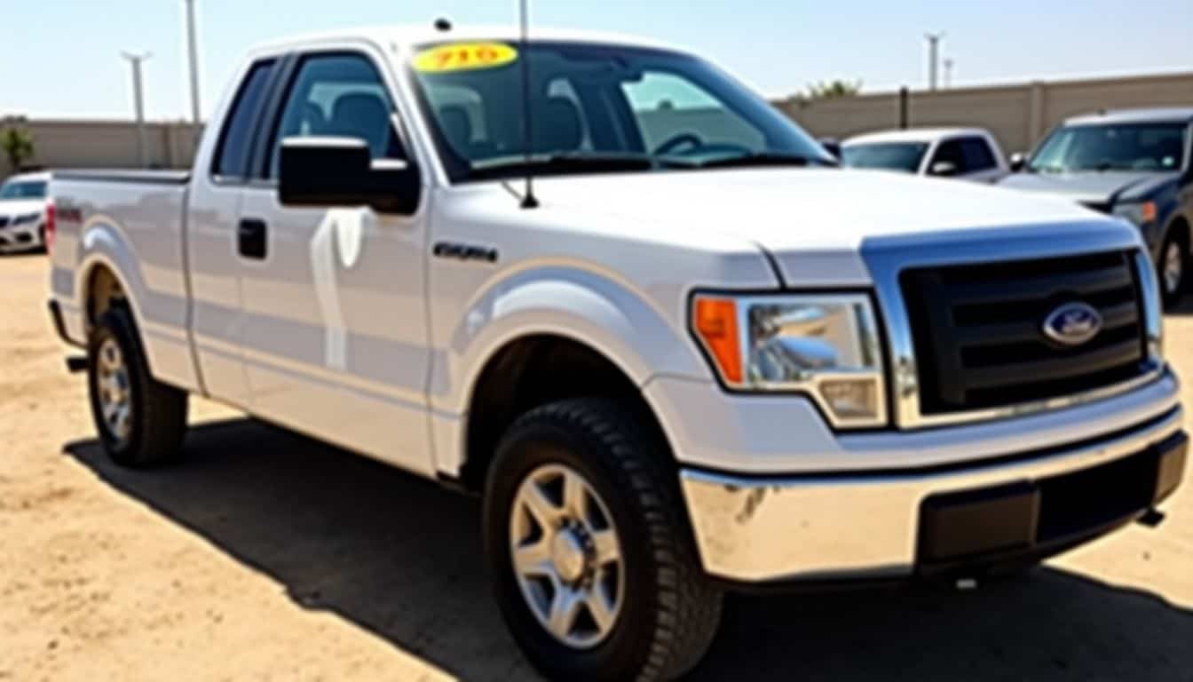 A 2013 Ford F-150 parked in outdoor area with price under $20,000.