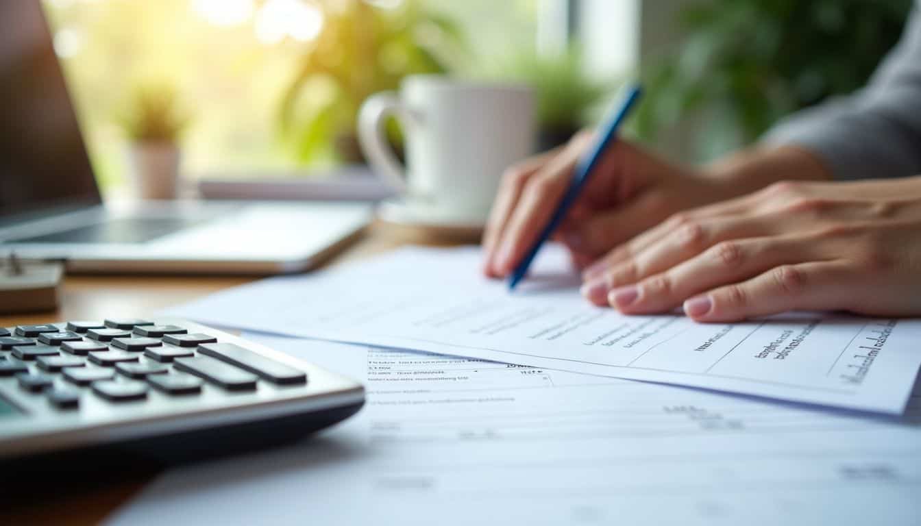 Neatly organized desk with financial documents and calculator symbolizing effective tax planning.