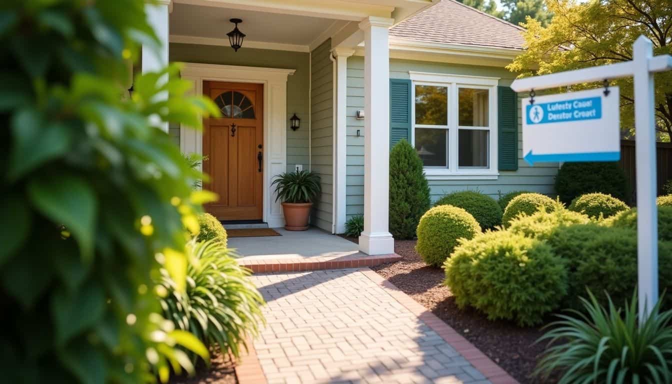 A welcoming home entrance with easy access to transportation and a doctor's office.