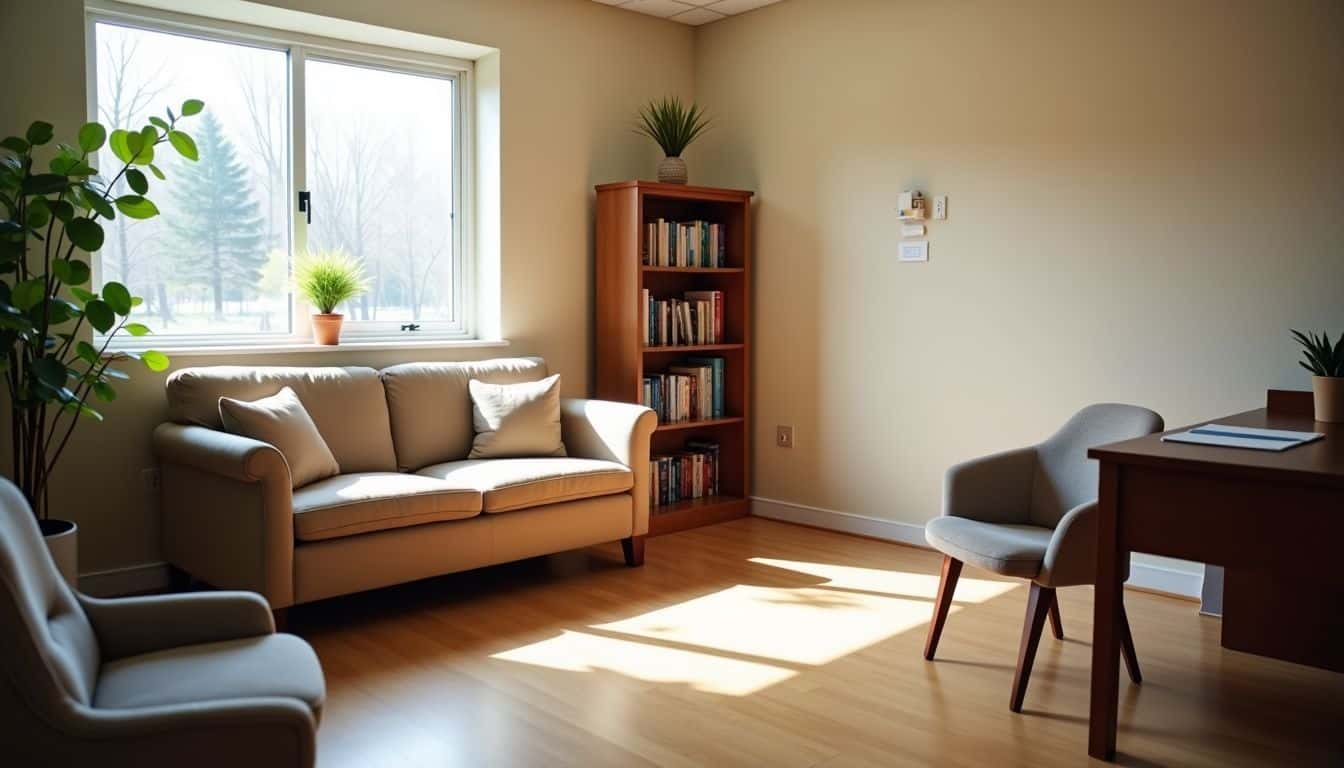 An empty therapy room in a Partial Hospitalization Program.