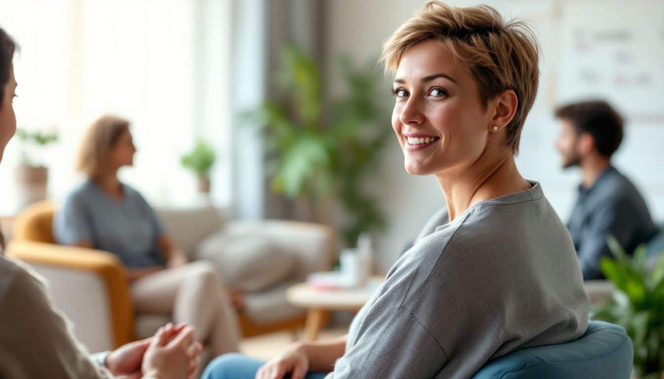 A person engaged in a group therapy session.