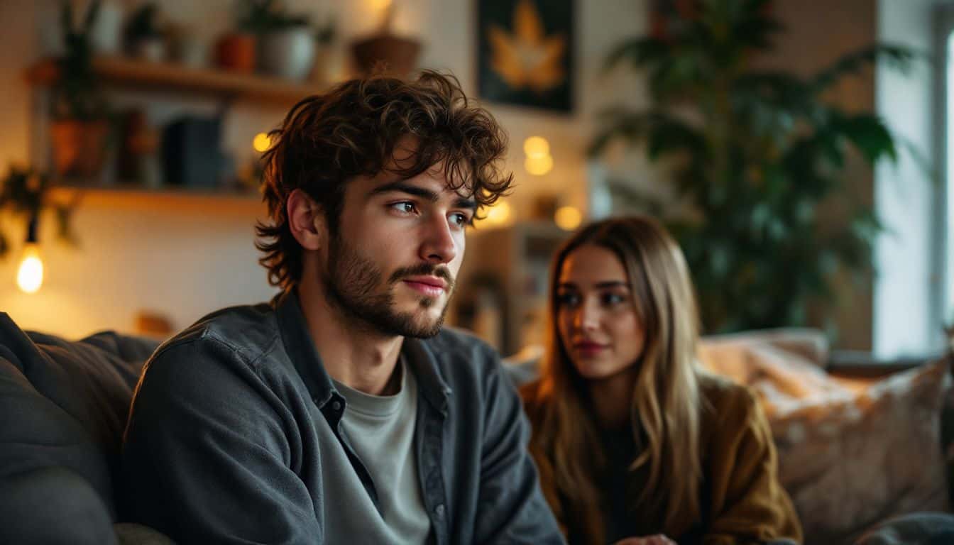 A group of young adults hanging out in a cozy living room.